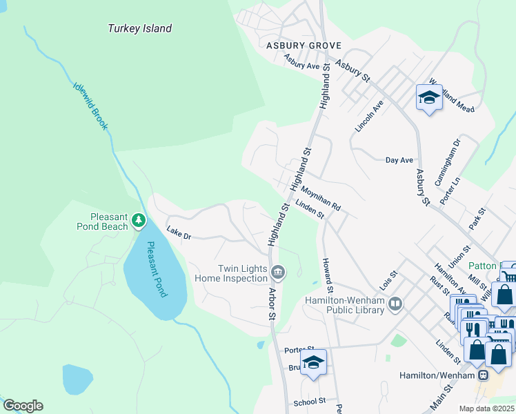 map of restaurants, bars, coffee shops, grocery stores, and more near 52 Idlewood Avenue in Hamilton