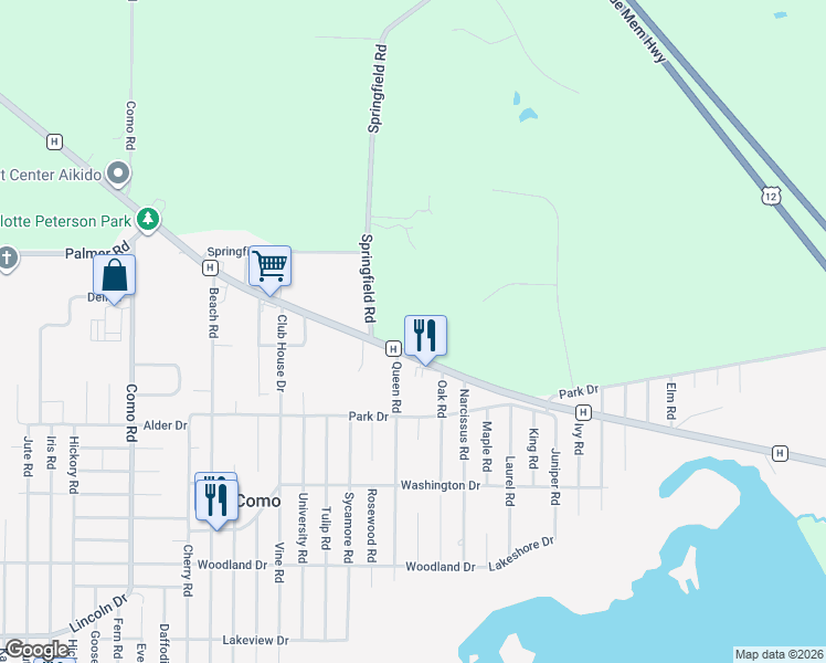 map of restaurants, bars, coffee shops, grocery stores, and more near N3447 County Trunk H in Lake Geneva