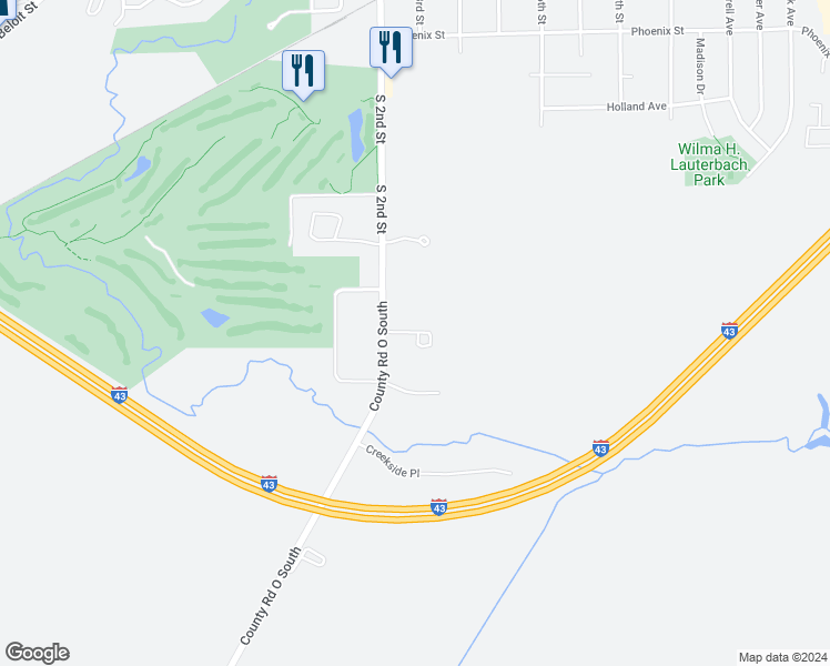 map of restaurants, bars, coffee shops, grocery stores, and more near 1011 South 2nd Street in Delavan