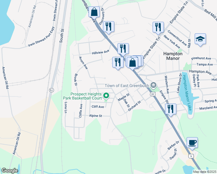 map of restaurants, bars, coffee shops, grocery stores, and more near 5 Newbury Street in Rensselaer