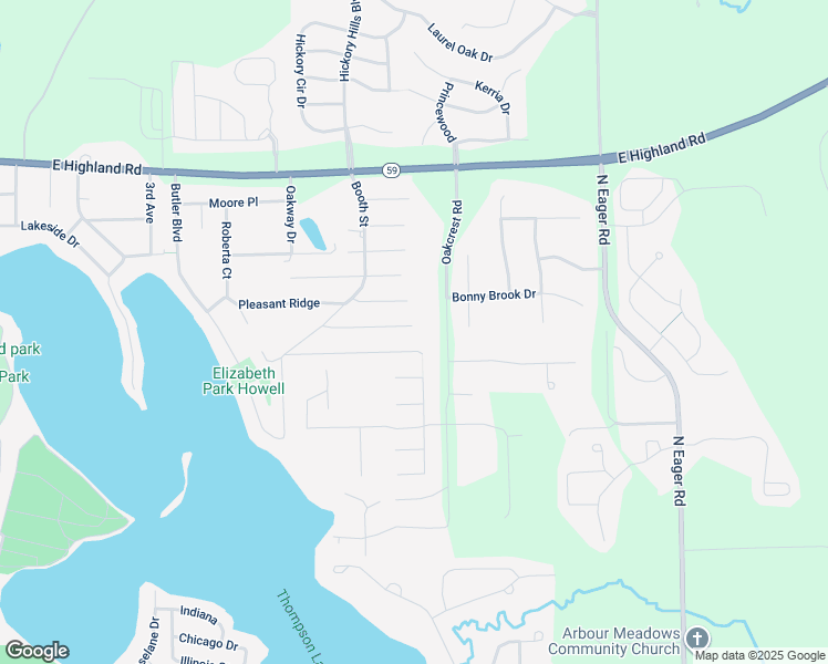 map of restaurants, bars, coffee shops, grocery stores, and more near 2484 Pleasant Ridge in Howell