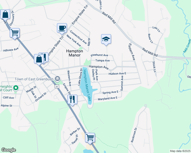 map of restaurants, bars, coffee shops, grocery stores, and more near 216 Park Avenue in Rensselaer