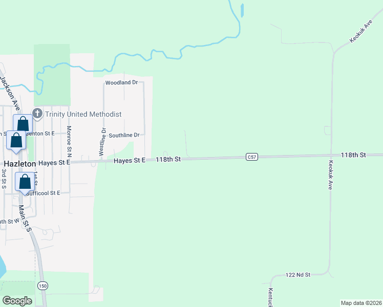 map of restaurants, bars, coffee shops, grocery stores, and more near 1965 118th Street in Hazleton