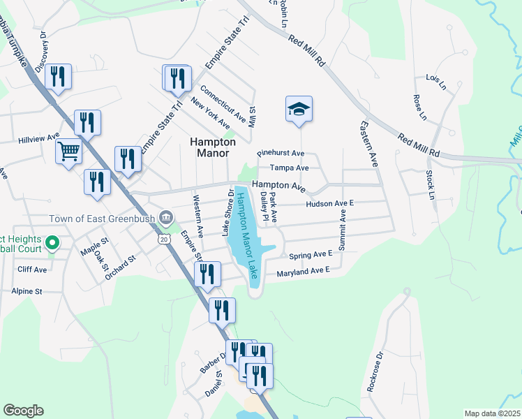 map of restaurants, bars, coffee shops, grocery stores, and more near 216 Park Avenue in Rensselaer