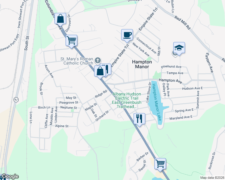 map of restaurants, bars, coffee shops, grocery stores, and more near 209 Columbia Turnpike in Rensselaer