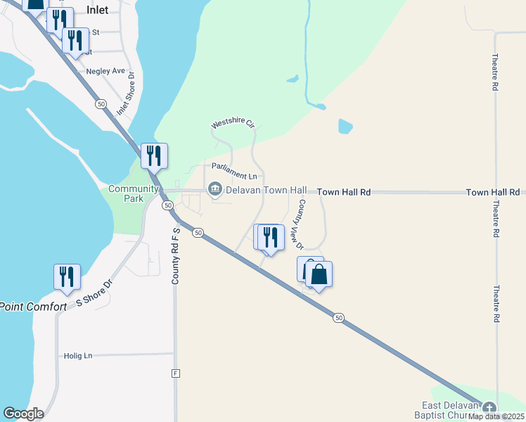 map of restaurants, bars, coffee shops, grocery stores, and more near 3485 Prairie Drive in Delavan
