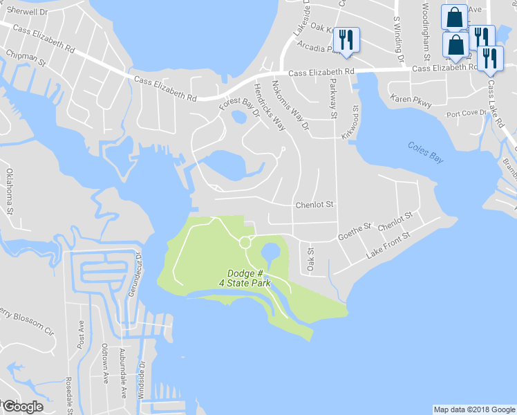 map of restaurants, bars, coffee shops, grocery stores, and more near 4135 Chenlot Street in Waterford Township