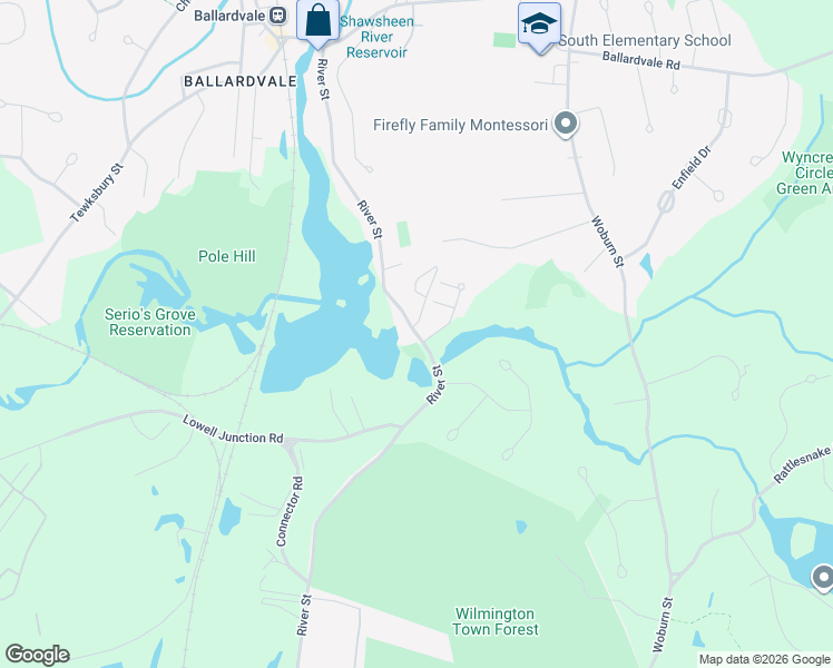 map of restaurants, bars, coffee shops, grocery stores, and more near 86 River Street in Andover