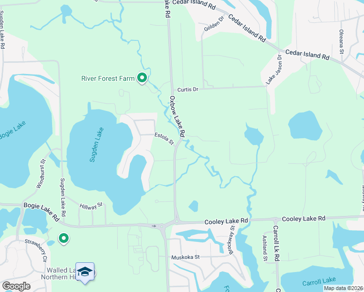map of restaurants, bars, coffee shops, grocery stores, and more near 1295 Oxbow Lake Road in White Lake charter Township