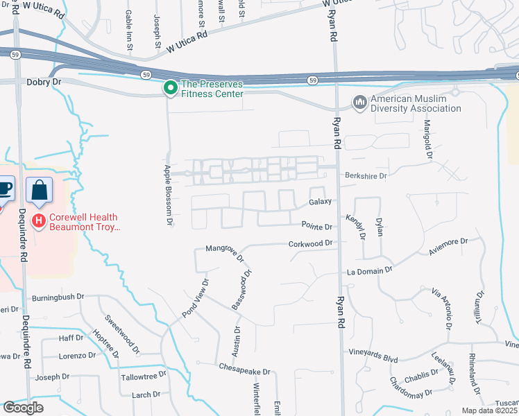map of restaurants, bars, coffee shops, grocery stores, and more near 3765 Pointe Drive in Sterling Heights