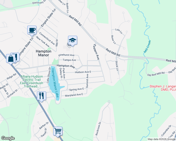 map of restaurants, bars, coffee shops, grocery stores, and more near 239 Summit Avenue in Rensselaer