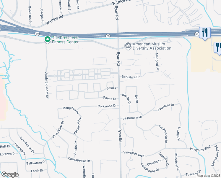 map of restaurants, bars, coffee shops, grocery stores, and more near 3765 Pointe Drive in Sterling Heights