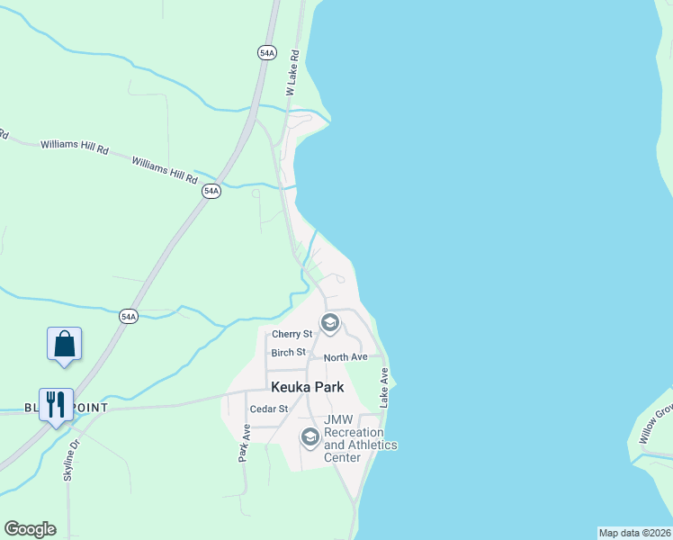 map of restaurants, bars, coffee shops, grocery stores, and more near 109-111 Central Ave in Keuka Park