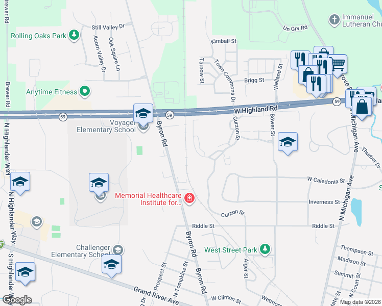 map of restaurants, bars, coffee shops, grocery stores, and more near 609 Curzon Court in Howell