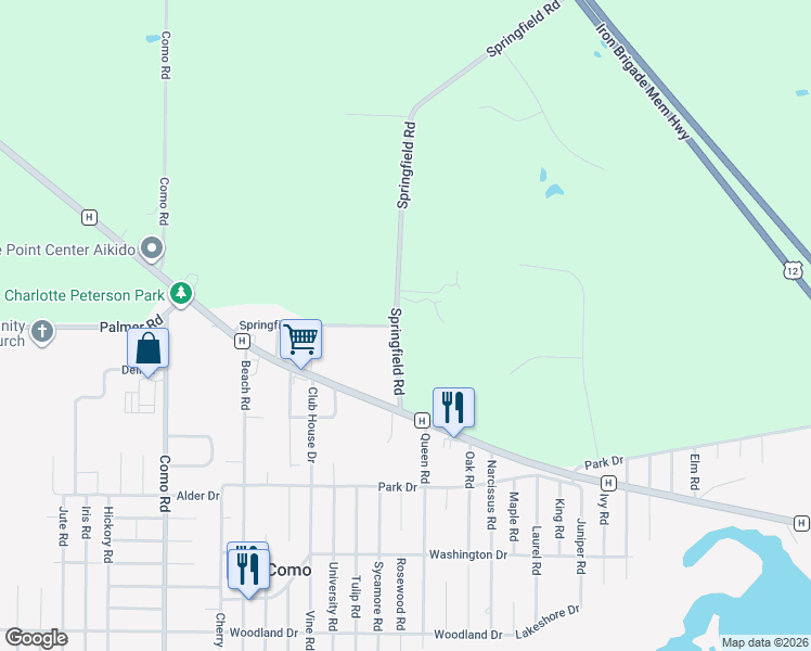 map of restaurants, bars, coffee shops, grocery stores, and more near W3661 Springfield Road in Lake Geneva