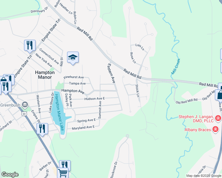 map of restaurants, bars, coffee shops, grocery stores, and more near 327 Hampton Avenue in Rensselaer