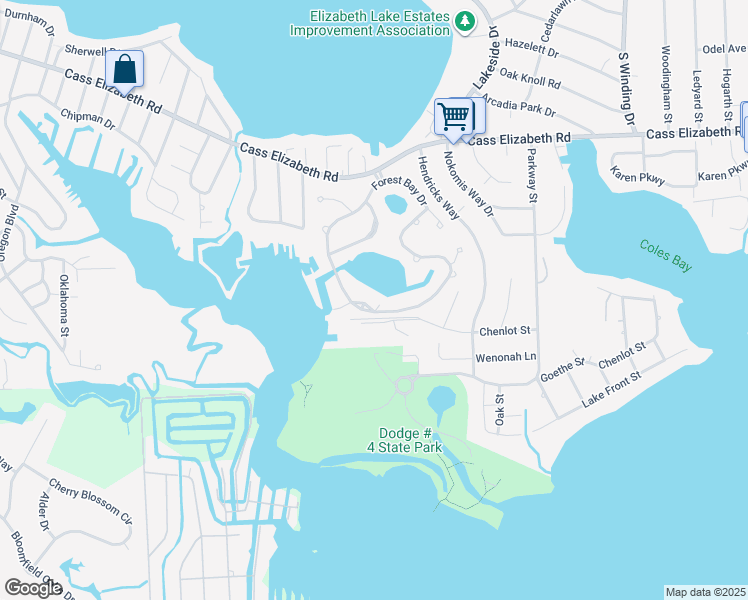 map of restaurants, bars, coffee shops, grocery stores, and more near 1286 Forest Bay Drive in Oakland County