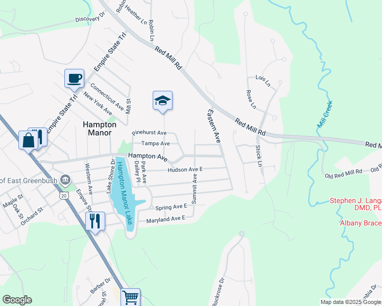 map of restaurants, bars, coffee shops, grocery stores, and more near 216 Summit Ave in Rensselaer