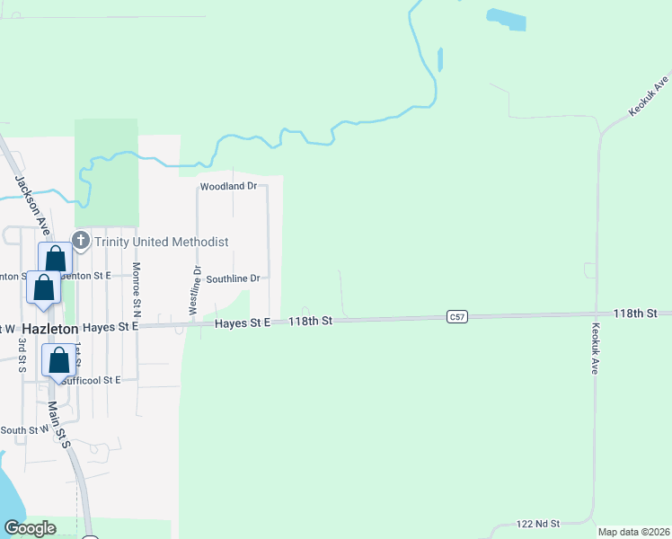 map of restaurants, bars, coffee shops, grocery stores, and more near 1965 118th Street in Hazleton