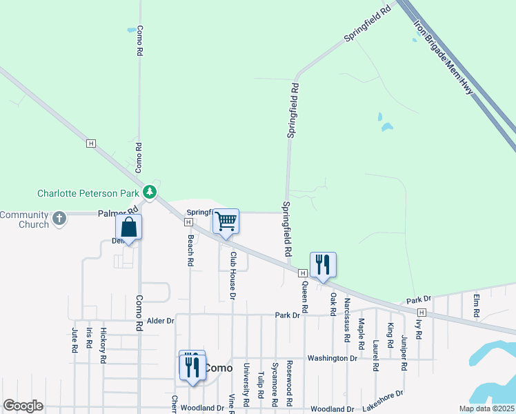 map of restaurants, bars, coffee shops, grocery stores, and more near W3680 Springfield Road in Lake Geneva