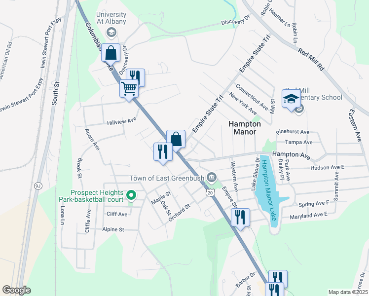 map of restaurants, bars, coffee shops, grocery stores, and more near 101 Sherwood Avenue in Rensselaer