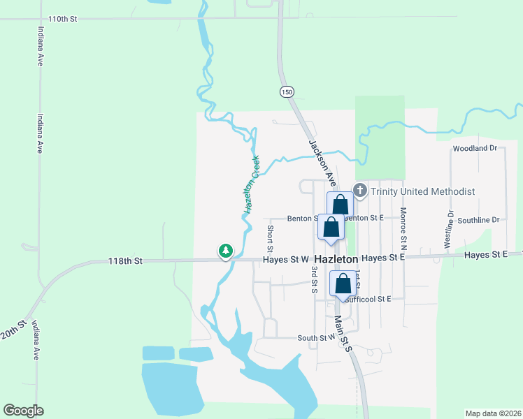 map of restaurants, bars, coffee shops, grocery stores, and more near 201-305 Benton Street West in Hazleton