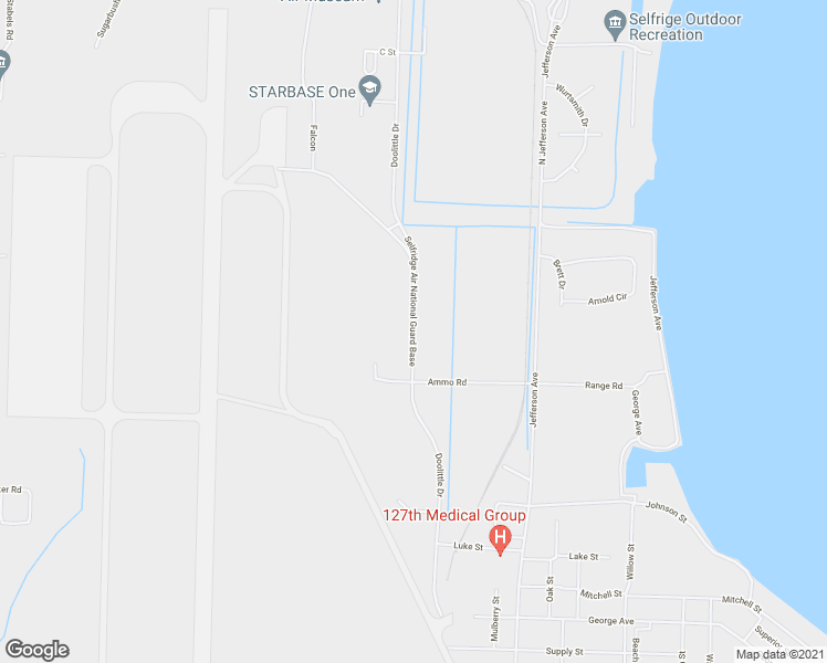 map of restaurants, bars, coffee shops, grocery stores, and more near Doolittle Drive in Harrison charter Township