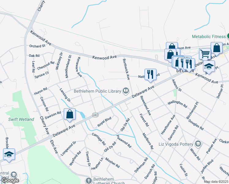 map of restaurants, bars, coffee shops, grocery stores, and more near 467 Delaware Avenue in Delmar