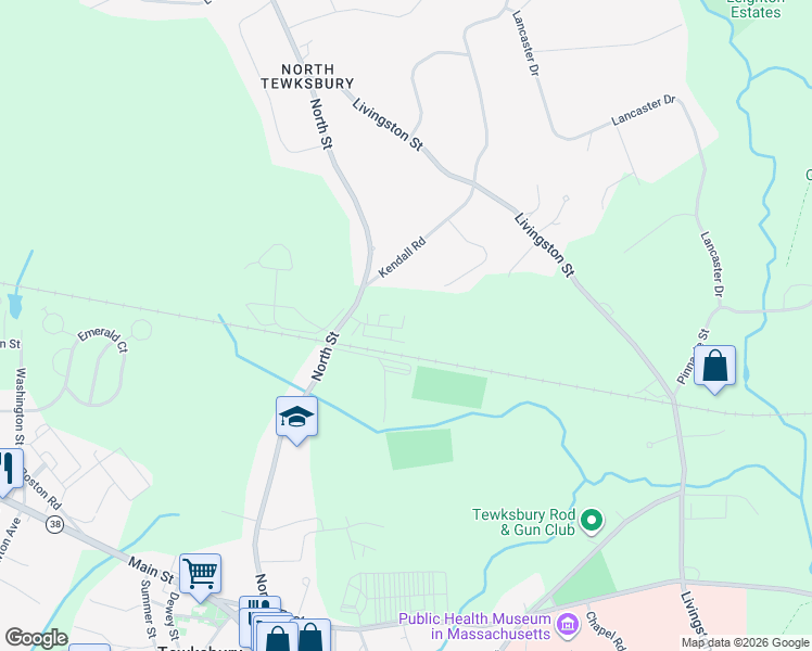 map of restaurants, bars, coffee shops, grocery stores, and more near 84 Randolph Drive in Tewksbury