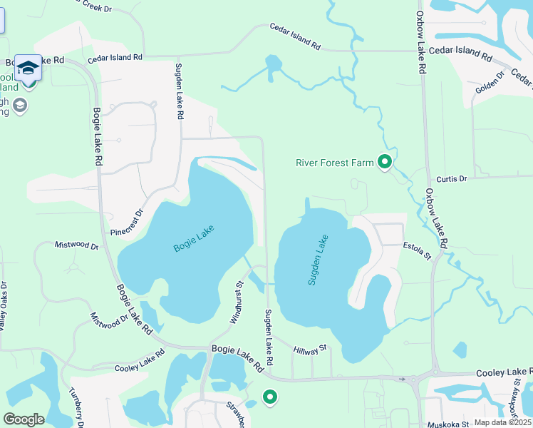 map of restaurants, bars, coffee shops, grocery stores, and more near 1105 Sugden Lake Road in White Lake charter Township