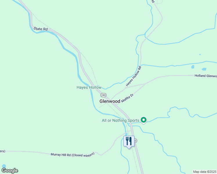 map of restaurants, bars, coffee shops, grocery stores, and more near 9365 State Road in Colden