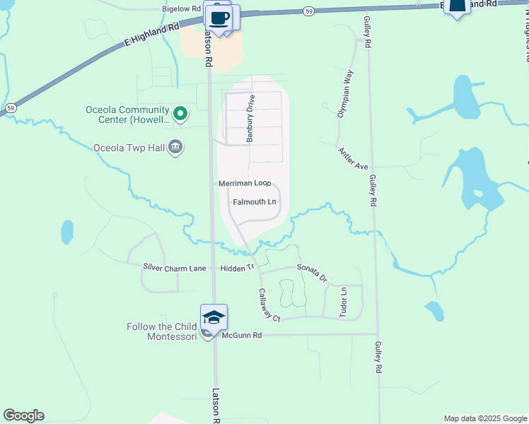 map of restaurants, bars, coffee shops, grocery stores, and more near 4098 Falmouth Lane in Howell