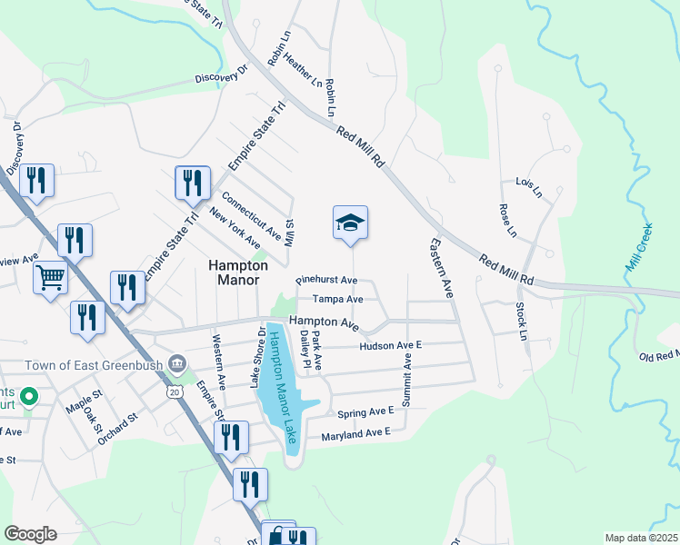 map of restaurants, bars, coffee shops, grocery stores, and more near 249 Pinehurst Avenue in Rensselaer