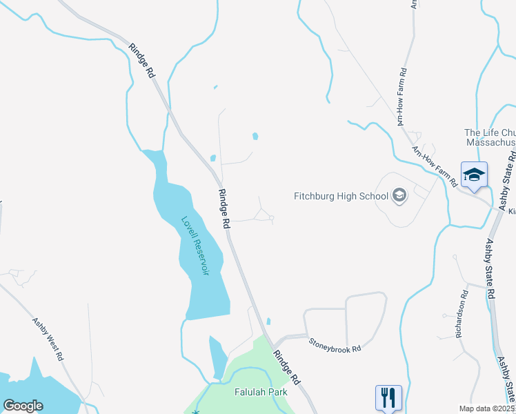 map of restaurants, bars, coffee shops, grocery stores, and more near 1341 Rindge Road in Fitchburg