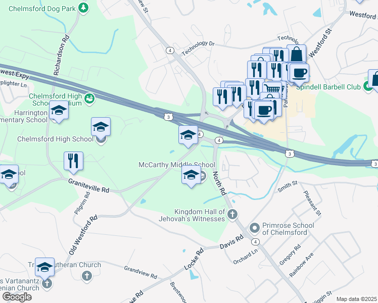 map of restaurants, bars, coffee shops, grocery stores, and more near 795 Wilder Street in Lowell