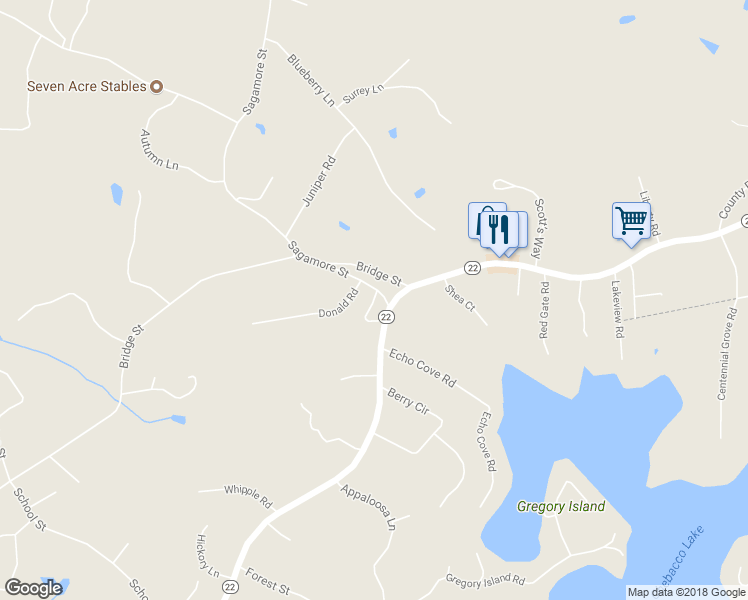 map of restaurants, bars, coffee shops, grocery stores, and more near 21 Junction Lane in Hamilton