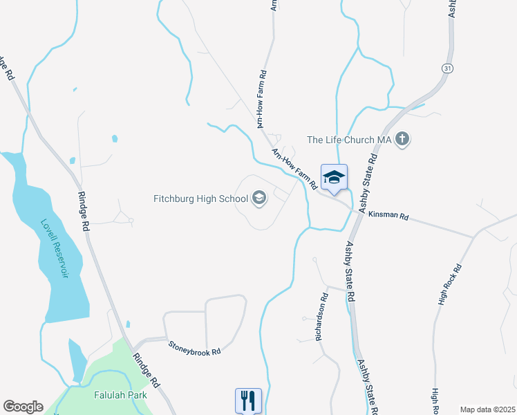 map of restaurants, bars, coffee shops, grocery stores, and more near 140 Arn-How Farm Road in Fitchburg