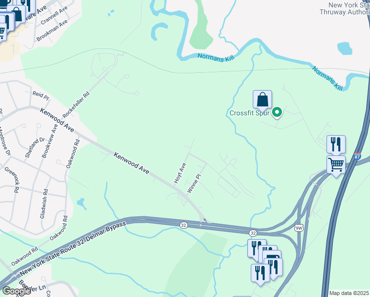 map of restaurants, bars, coffee shops, grocery stores, and more near 40 Hoyt Avenue in Glenmont