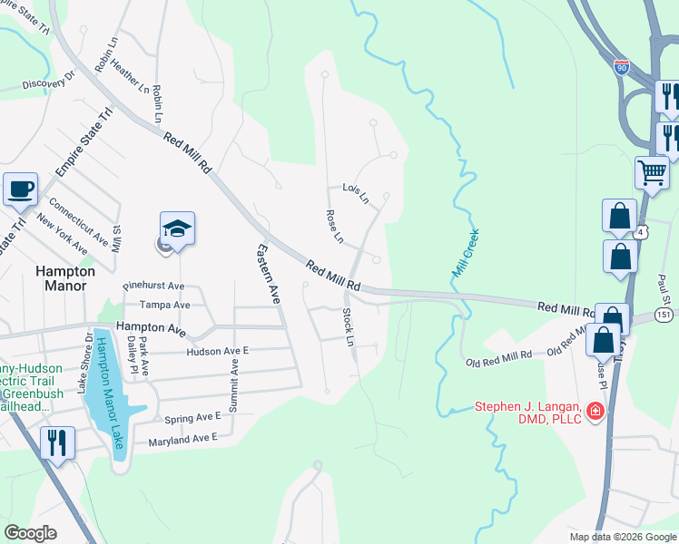 map of restaurants, bars, coffee shops, grocery stores, and more near 1264 New York 151 in Rensselaer