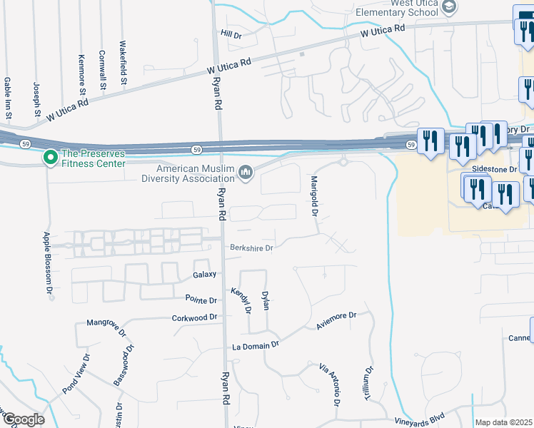 map of restaurants, bars, coffee shops, grocery stores, and more near 4342 Gardenia Drive in Sterling Heights