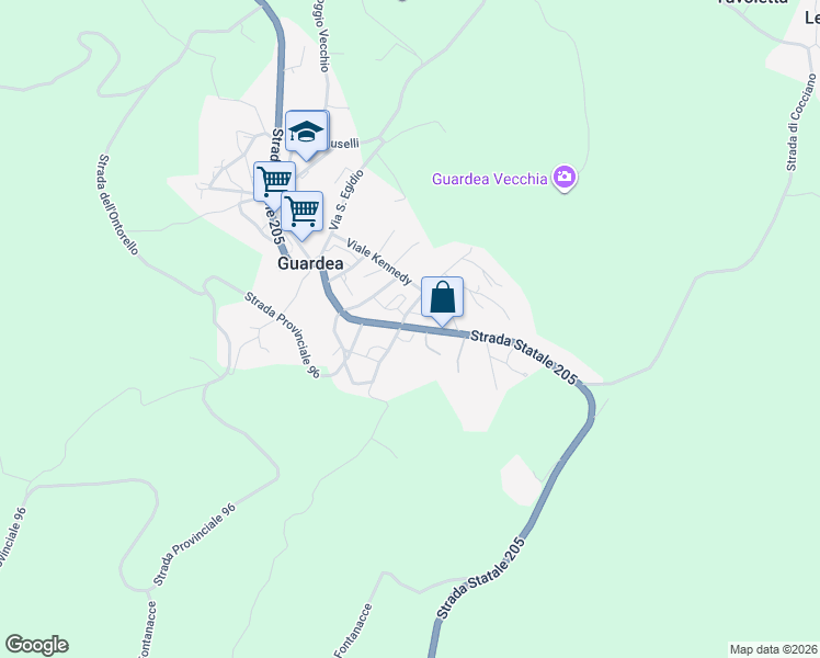 map of restaurants, bars, coffee shops, grocery stores, and more near 25 Via Vittorio Emanuele in Guardea