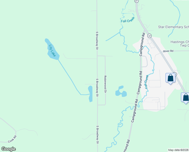 map of restaurants, bars, coffee shops, grocery stores, and more near 2204 South Broadway Road in Hastings