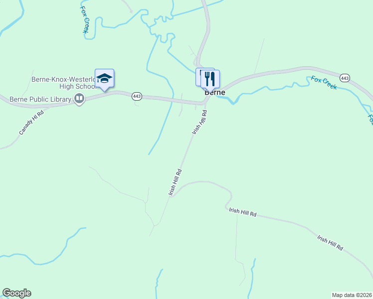 map of restaurants, bars, coffee shops, grocery stores, and more near 739 Irish Hill Road in Berne