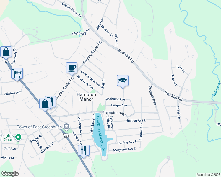 map of restaurants, bars, coffee shops, grocery stores, and more near 225 McCullough Place in Rensselaer