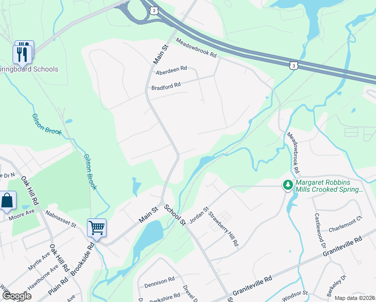 map of restaurants, bars, coffee shops, grocery stores, and more near 2 Wilson Lane in Chelmsford