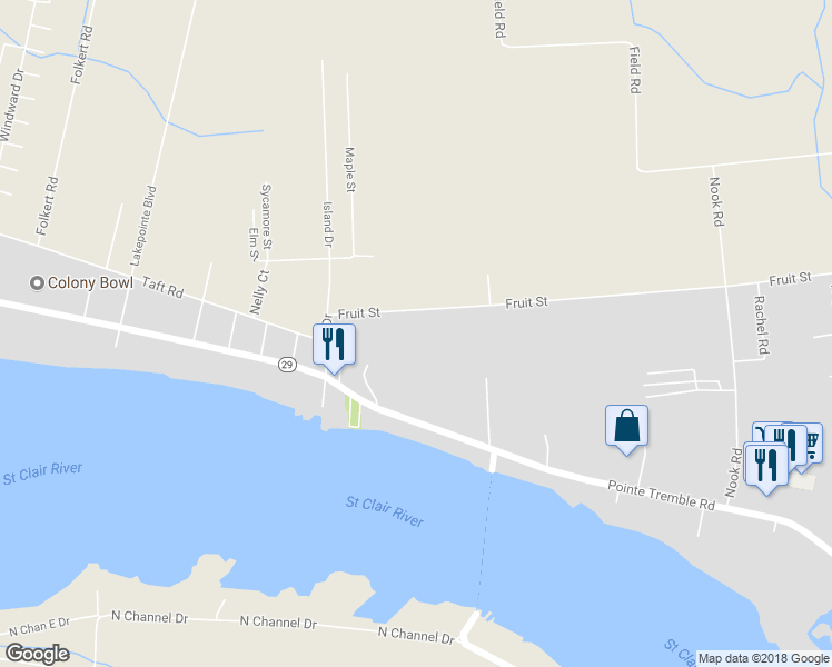 map of restaurants, bars, coffee shops, grocery stores, and more near 3933 Fruit Street in Clay Township