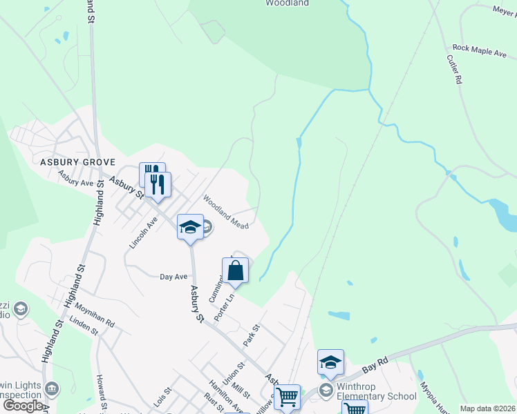 map of restaurants, bars, coffee shops, grocery stores, and more near 213 Woodland Mead in Hamilton