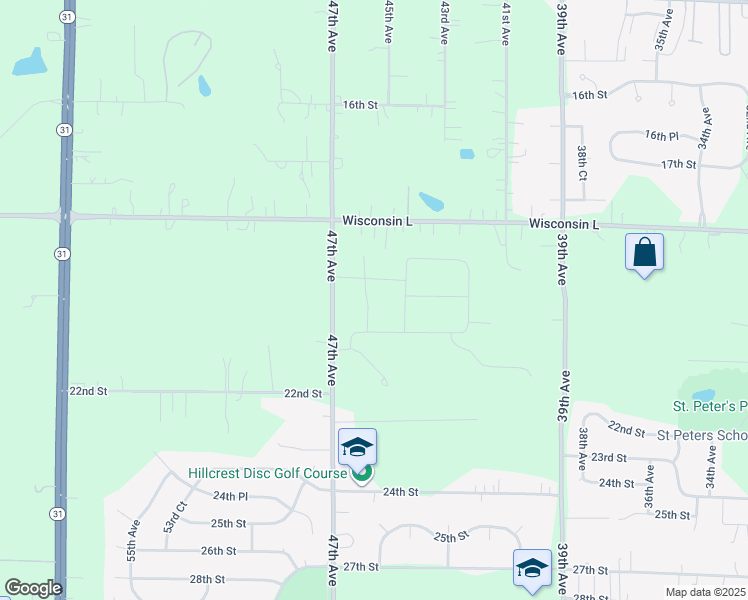 map of restaurants, bars, coffee shops, grocery stores, and more near 2001 46th Avenue in Kenosha