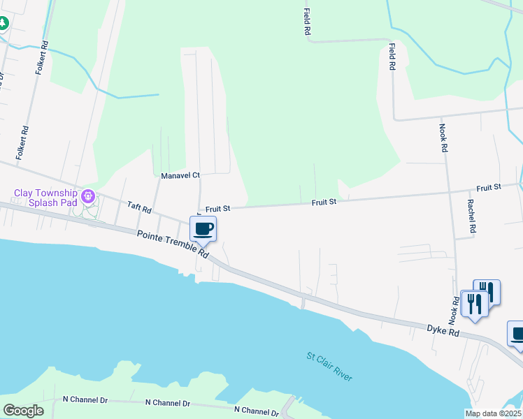 map of restaurants, bars, coffee shops, grocery stores, and more near 3933 Fruit Street in Clay Township