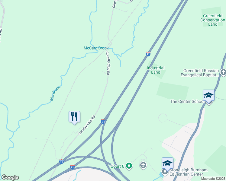 map of restaurants, bars, coffee shops, grocery stores, and more near 325 Country Club Rd in Greenfield